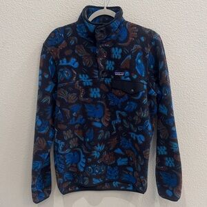 Patagonia Men's Blue and Brown Fleece Pullover